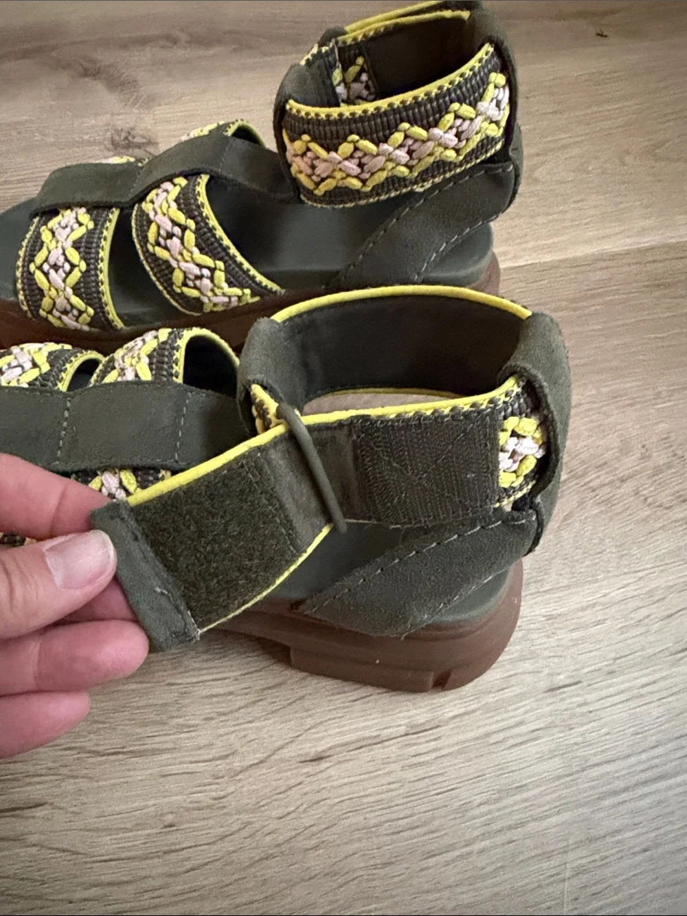 Ugg Chunky Platform Braided Strap Sandals in Olive and Yellow